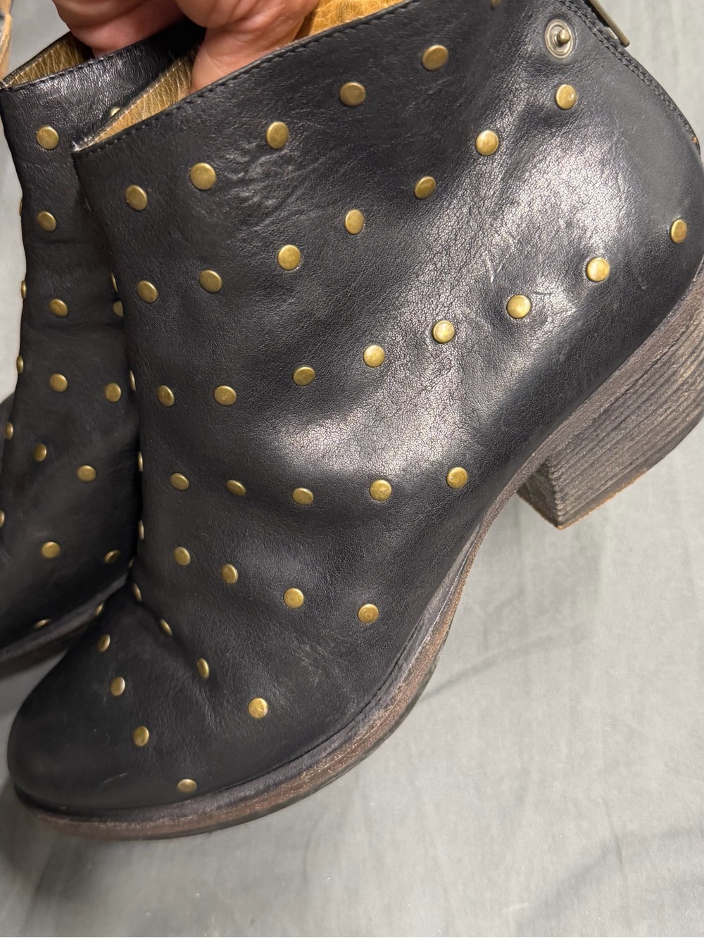 Fiorentini + Baker Gemma Black Leather Studded Ankle Boots size 9